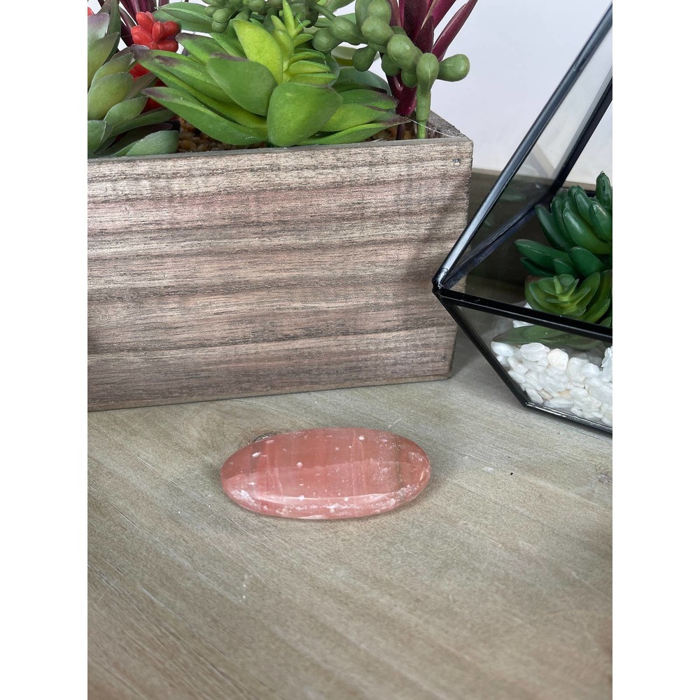 Rose Calcite Palm Stone Polished